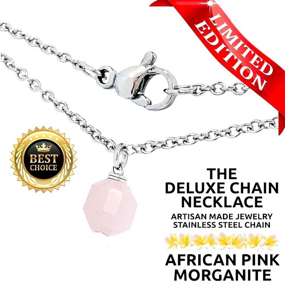 ISLAND SUNSET ARTISAN Deluxe Necklace Necklace StainlessSteel PINK MORGANITE